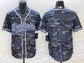 Men's Los Angeles Dodgers Grey Camouflage Blank jersey Joint Edition