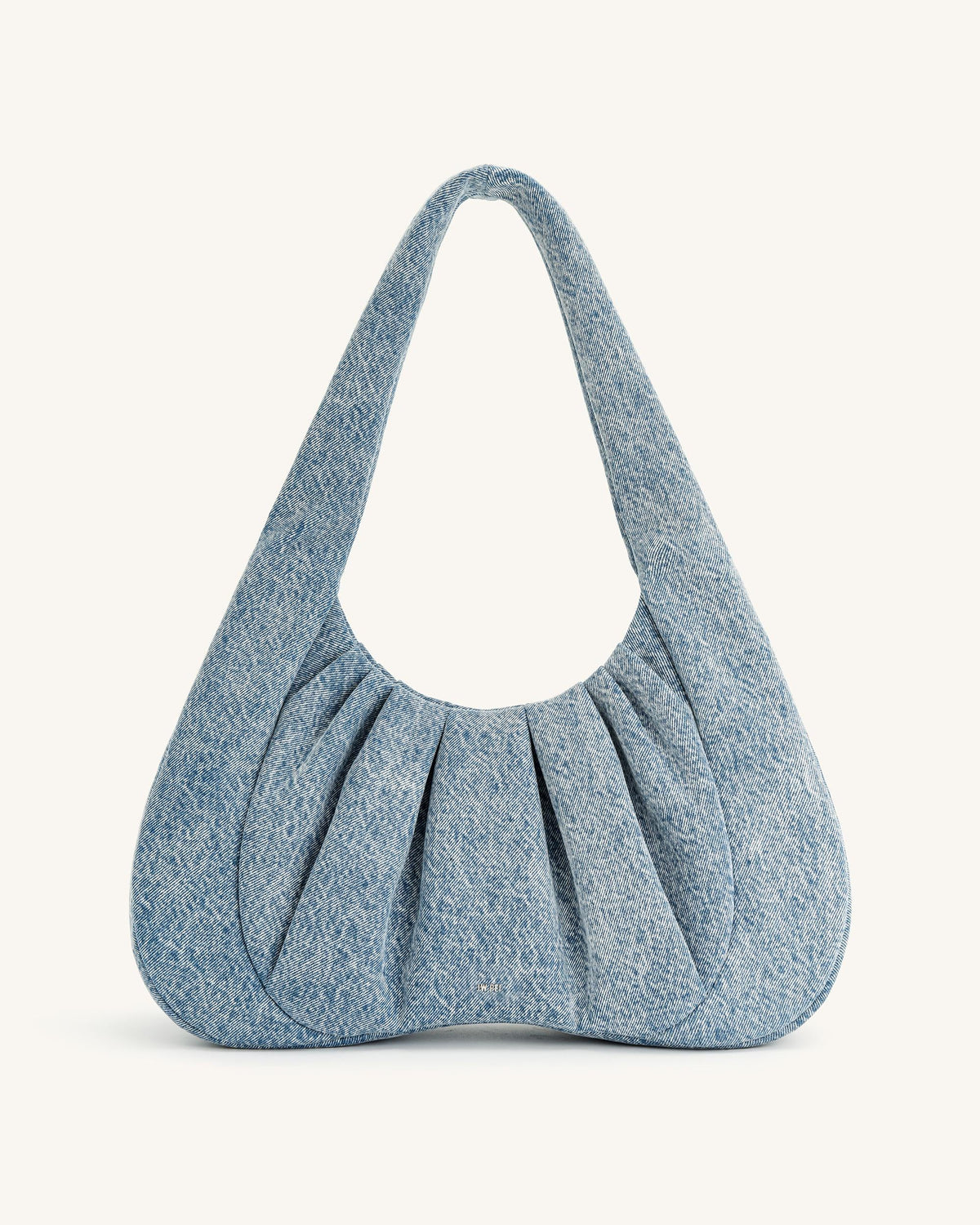 Ashley Denim Ruched Shoulder Bag - Blue