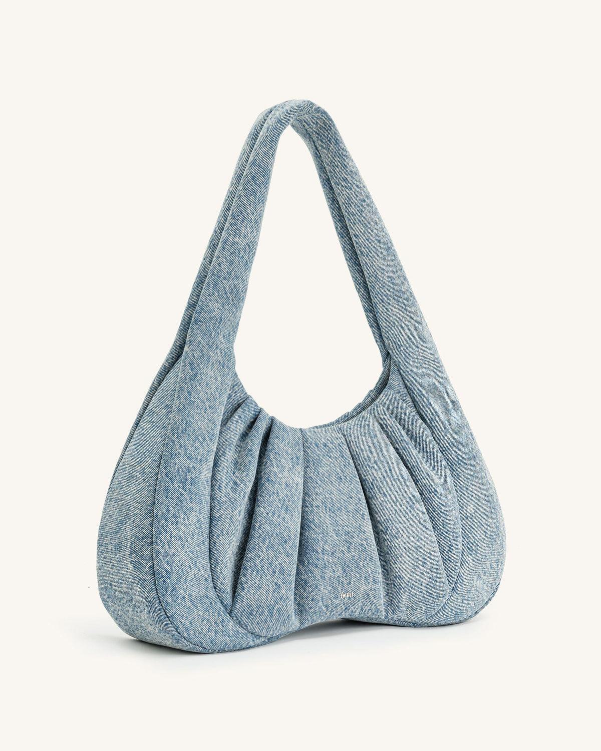 Ashley Denim Ruched Shoulder Bag - Blue