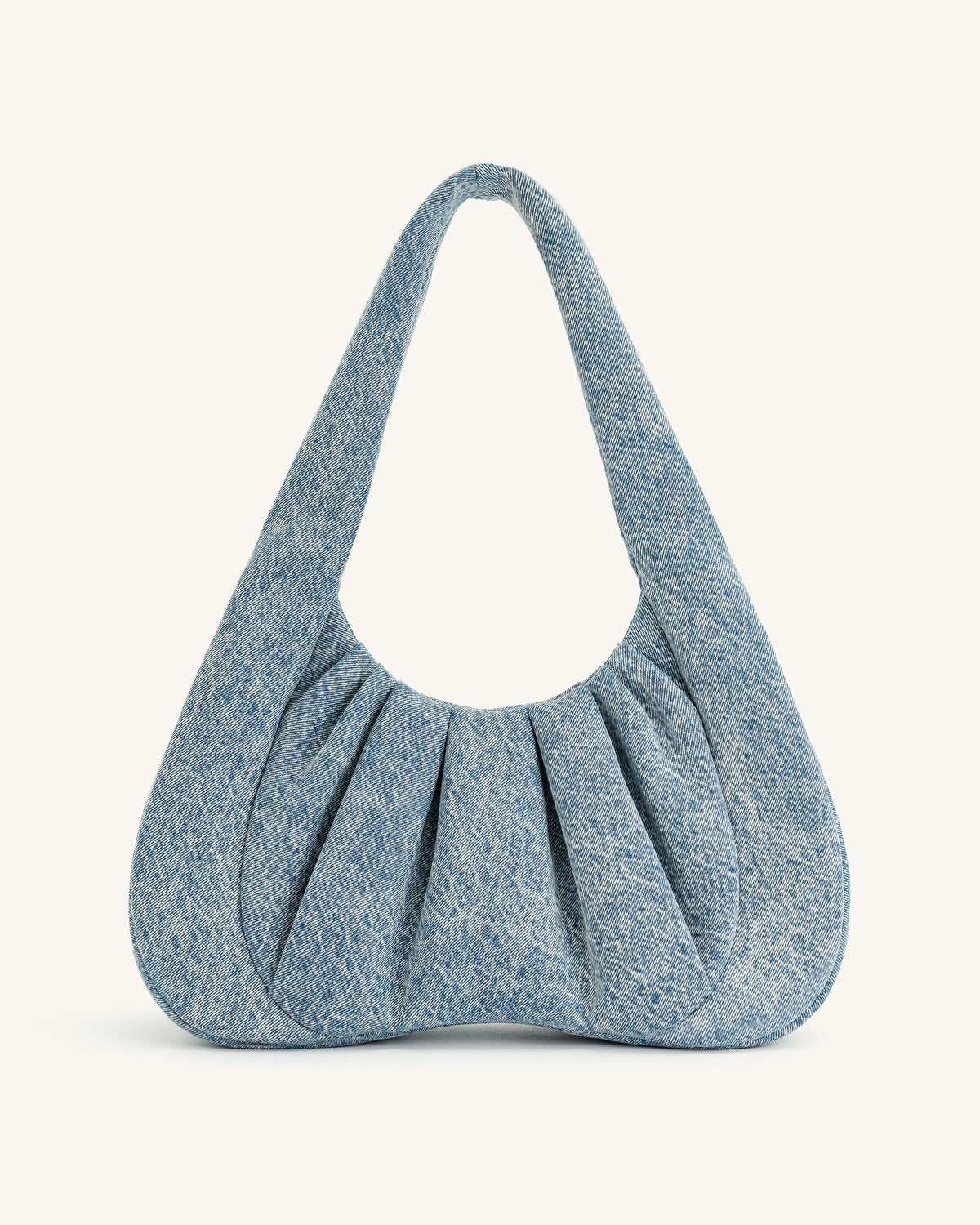 Ashley Denim Ruched Shoulder Bag - Blue