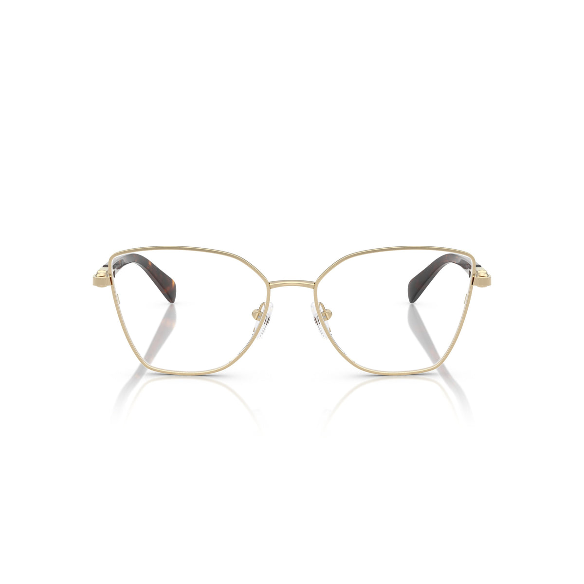 0Mk3090 Geometric Metal Frame Eyeglasses with Tortoiseshell Accents