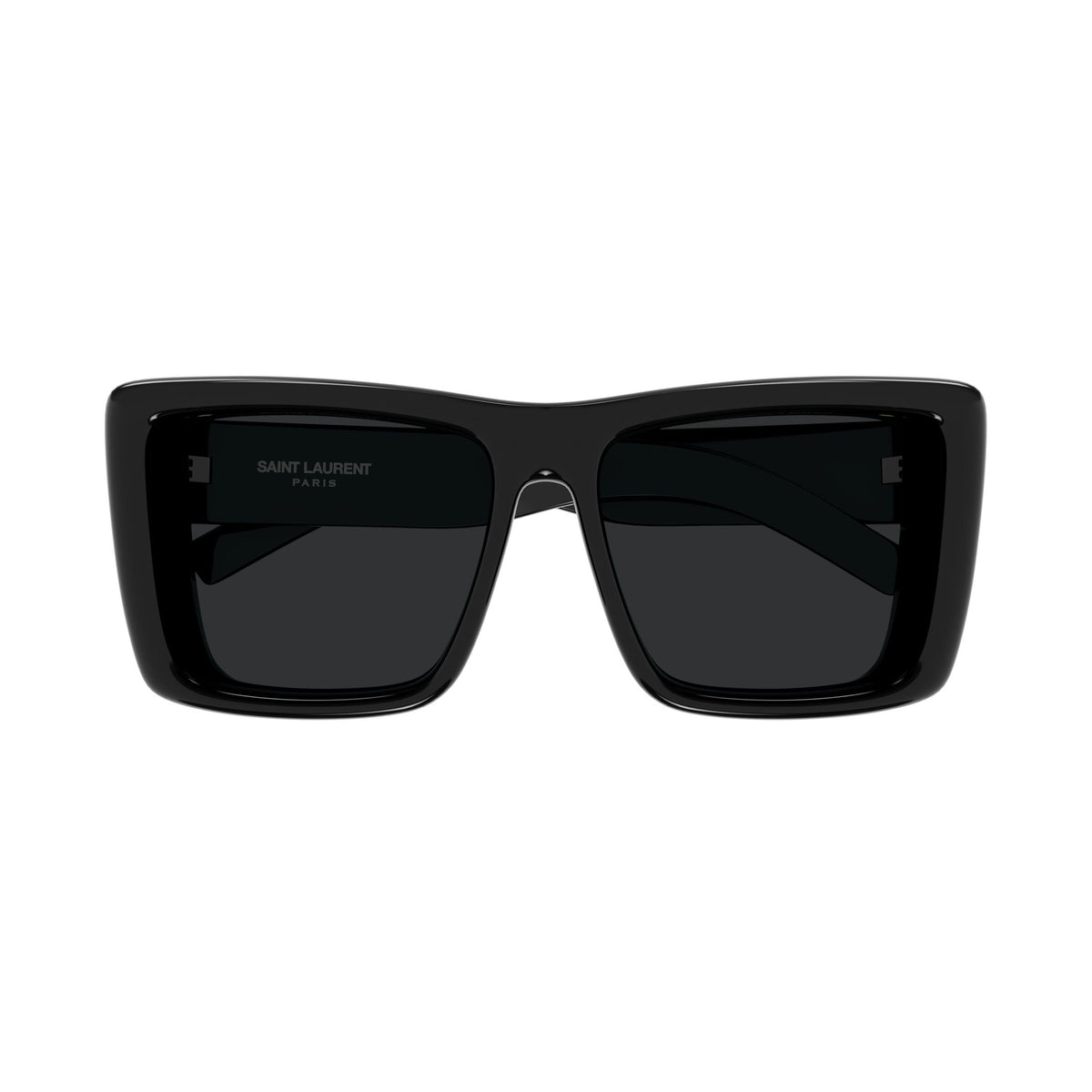 Oversized Square Sunglasses With Glossy Frame And Gold Accents