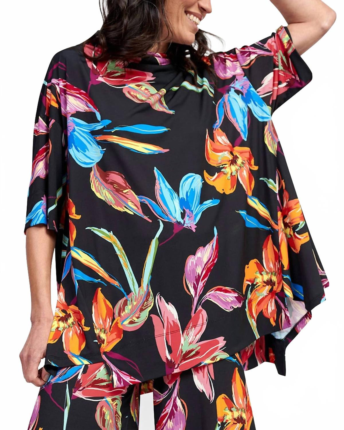 Laguna Oversized Trapeze Top In Bloom