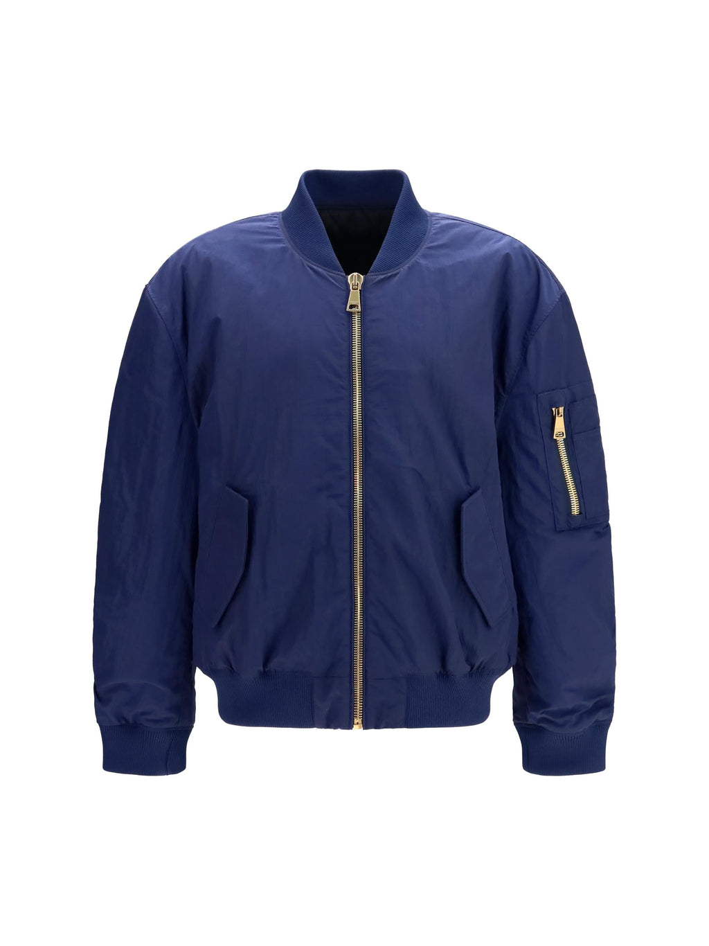 Balmain Men Nylon Bomber Jacket With Embroidered Back Logo