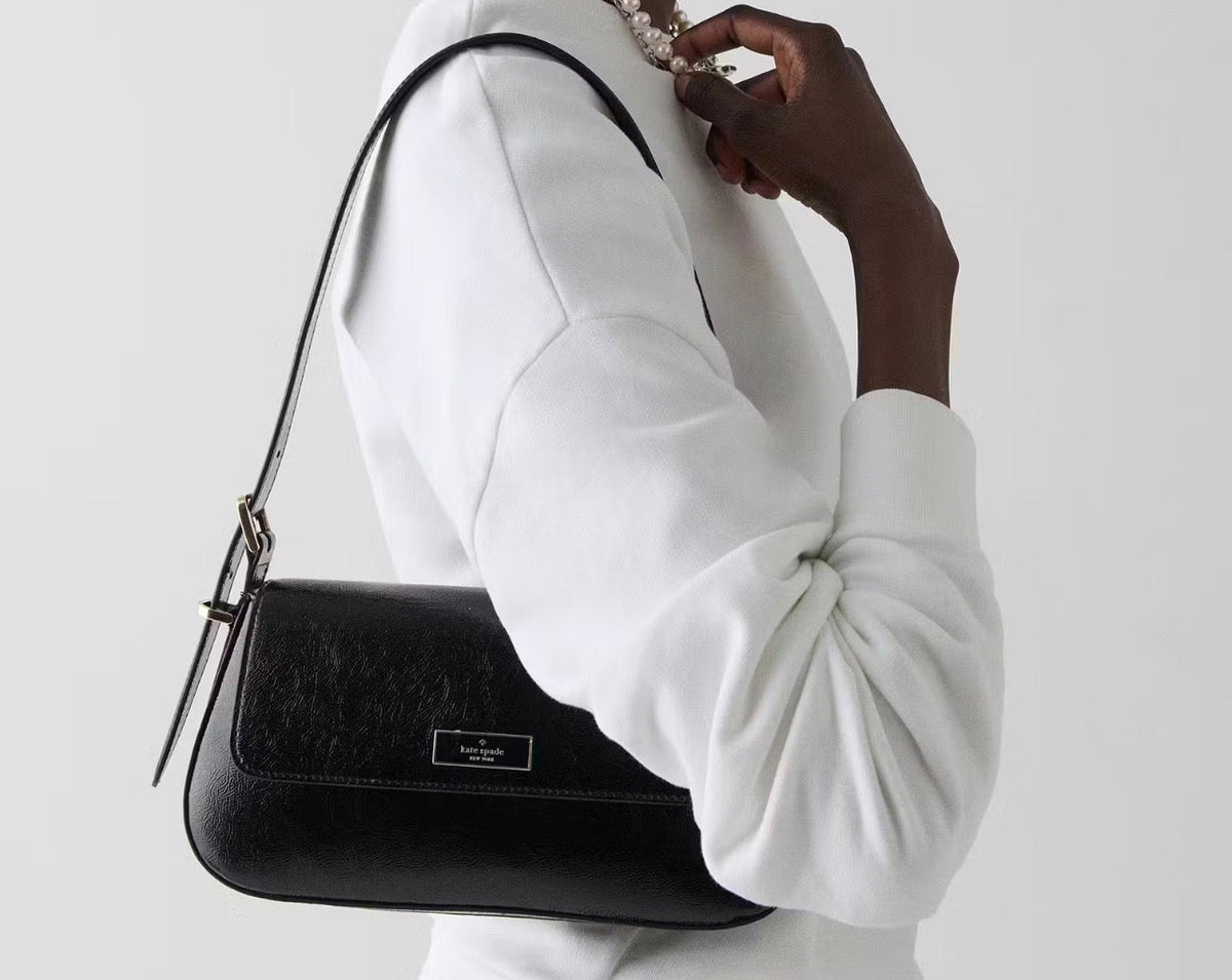 NWT Kate Spade Bridget Crinkle Patent Small Flap Shoulder Bag Black