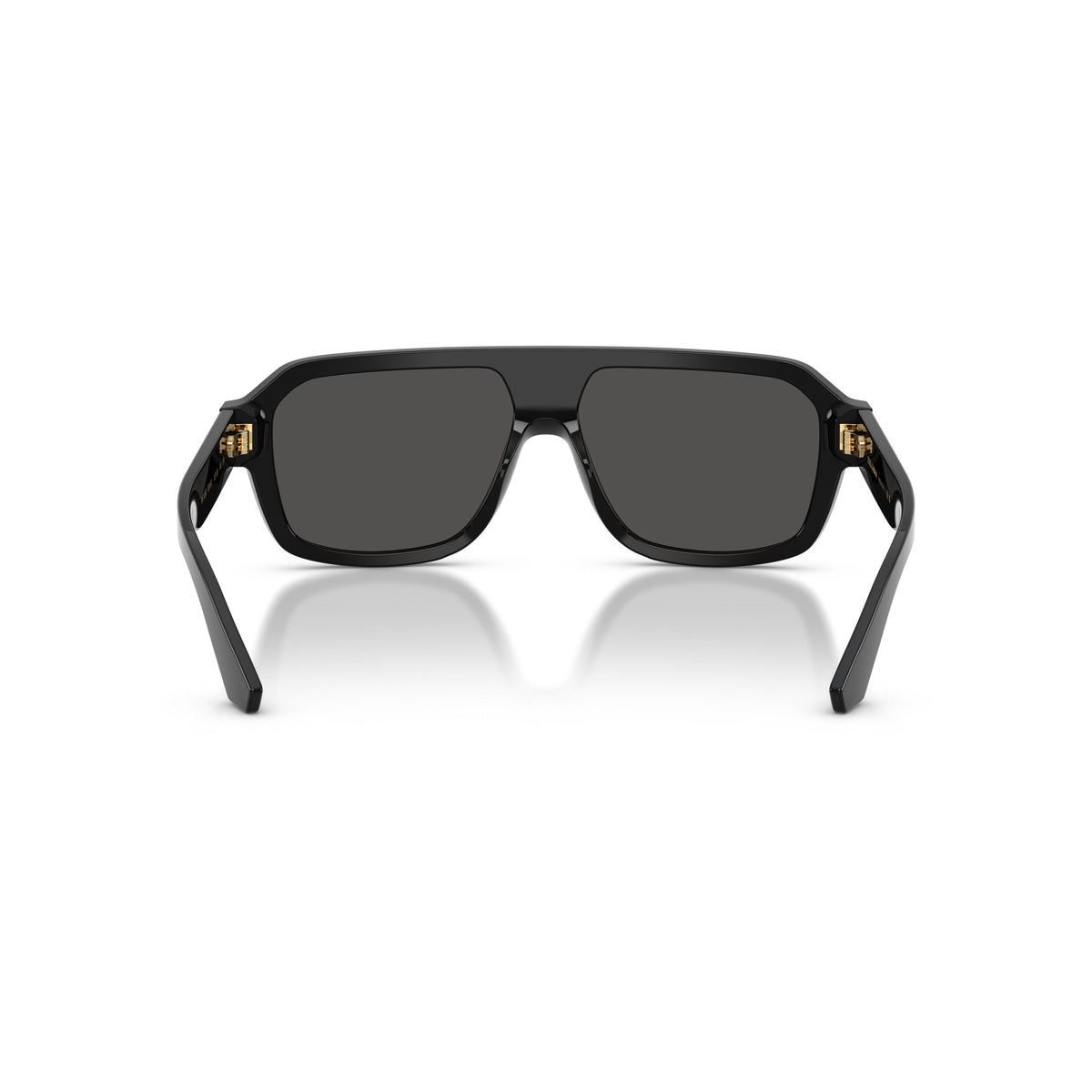 0Dg4507 Rectangular Black Acetate Sunglasses with Gold Accents
