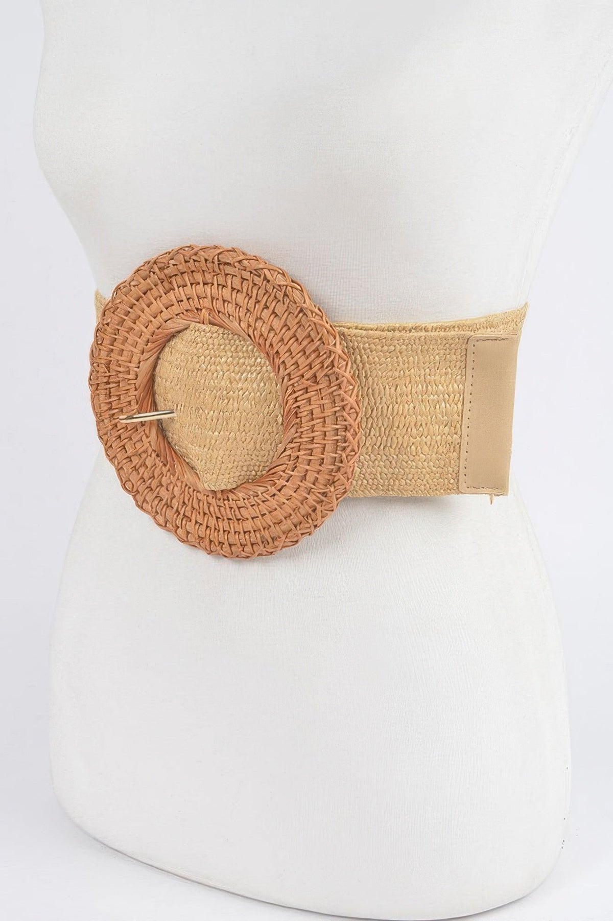 Oversized Bamboo Buckle Waist Elastic Belt