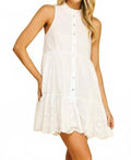 Eyelet Detailed Mini Dress In White