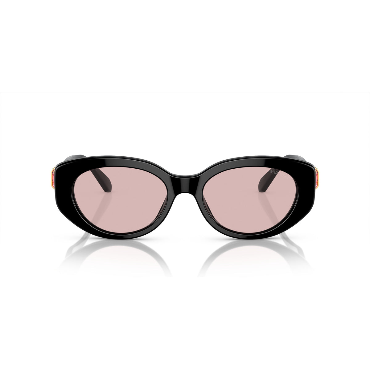 0Sk6002 Oversized Black Acetate Sunglasses with Pink Crystal Accents