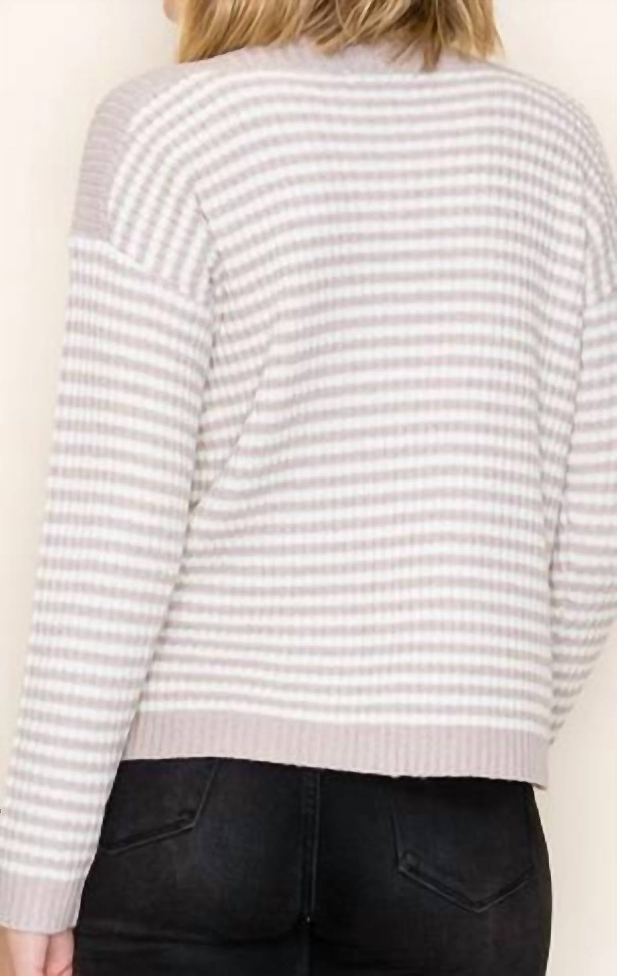 Dallas Striped Boat Neck Pullover Sweater In Oatmeal