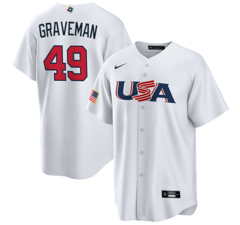 Men's 2023 World Baseball Classic #49 Kendall Graveman USA White jersey