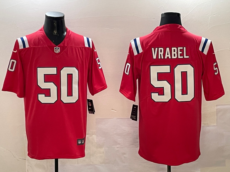 Men's New England Patriots Mike Vrabel #50 Red Retired Player Alternate Game jersey