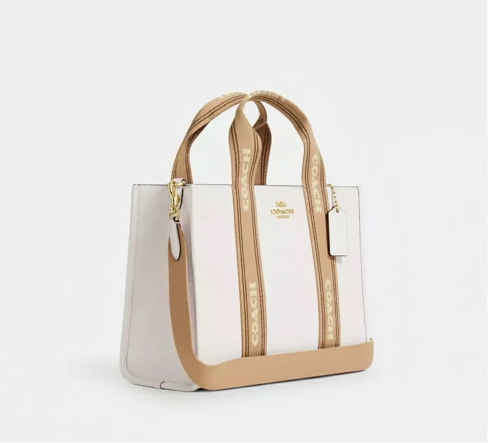 NWT Coach Smith Tote Leather Bag In Gold/Chalk