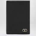 Valentino Garavani Black Vlogo Grained Leather Card Holder Men