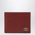 Valentino Garavani Vlogo Signature Card Holder In Grained Calfskin, Russet Red Men