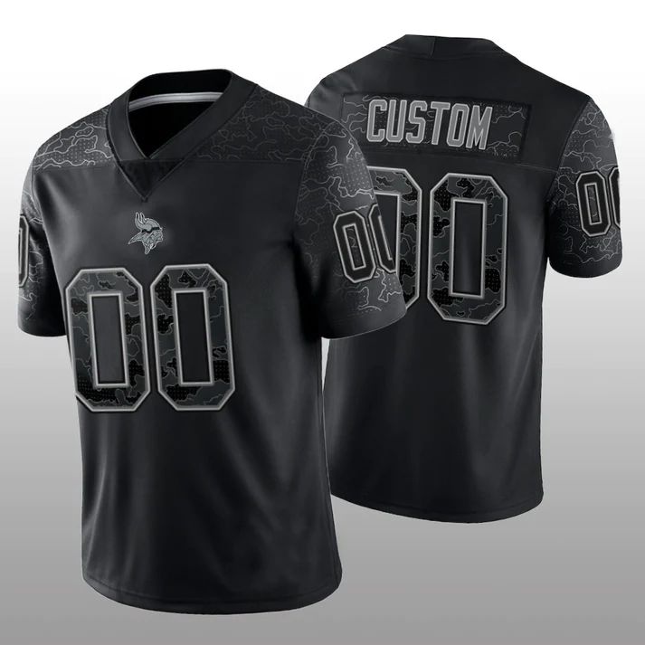 custom Minnesota Vikings Stitched Black RFLCTV Limited jersey Football Jerseys