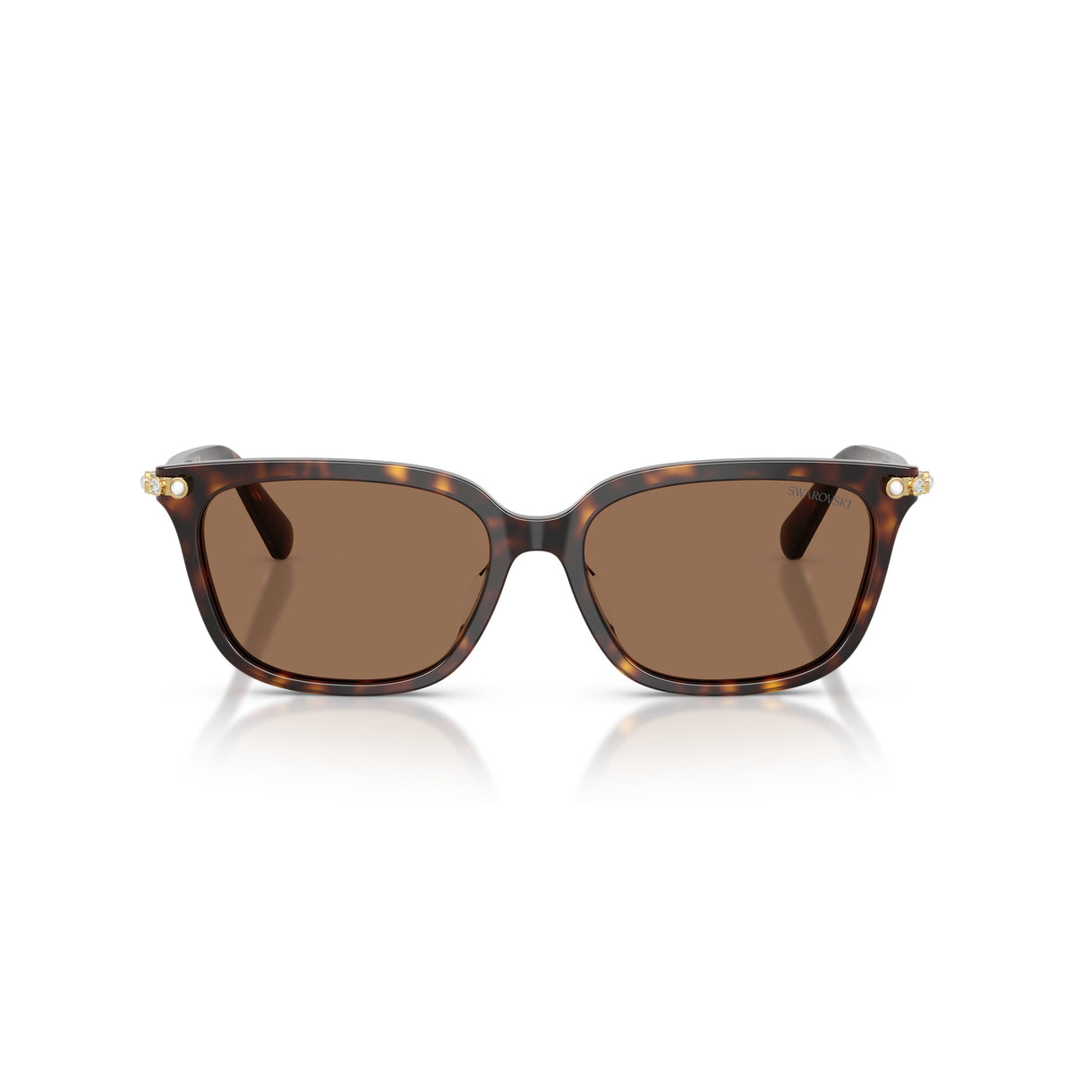 0Sk6064D Rectangular Tortoiseshell Sunglasses with Gold Accents