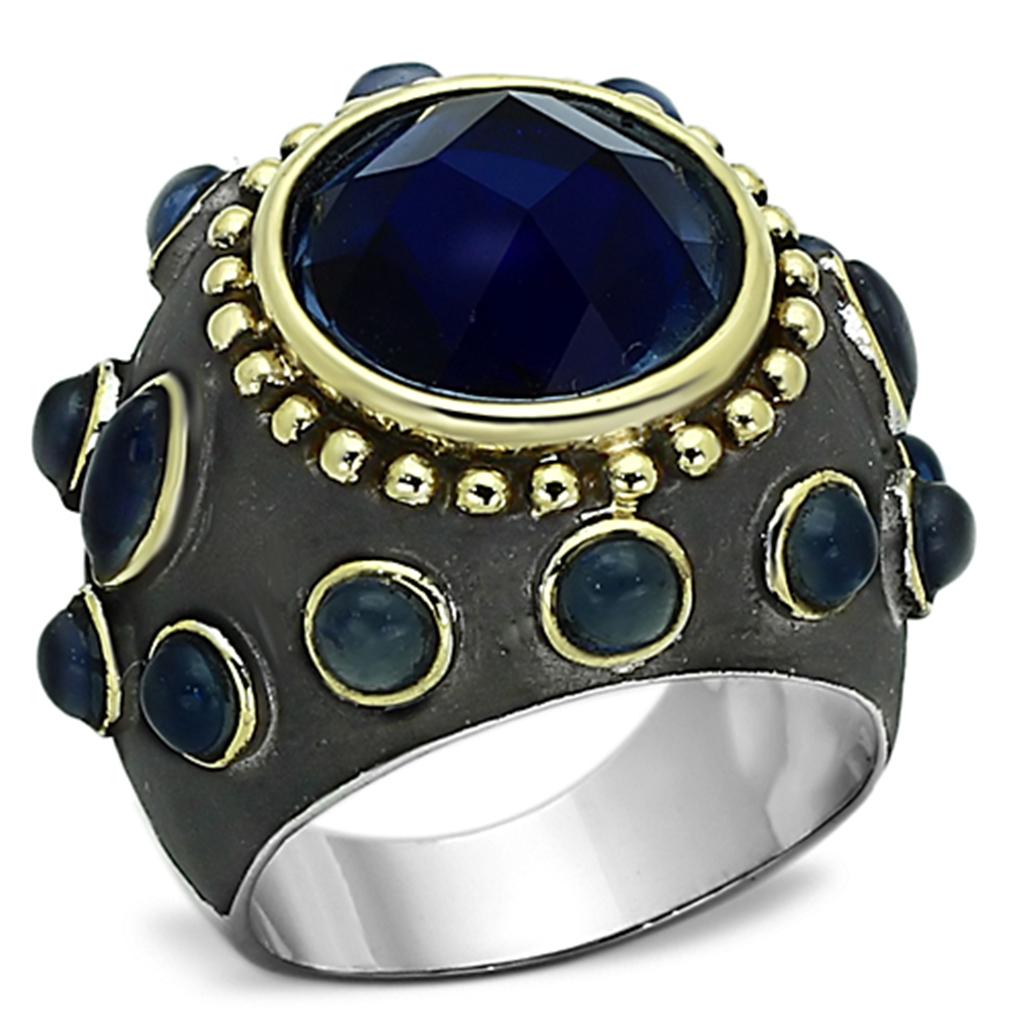 Reverse Two-Tone Brass Ring with Synthetic Synthetic Glass in Montana