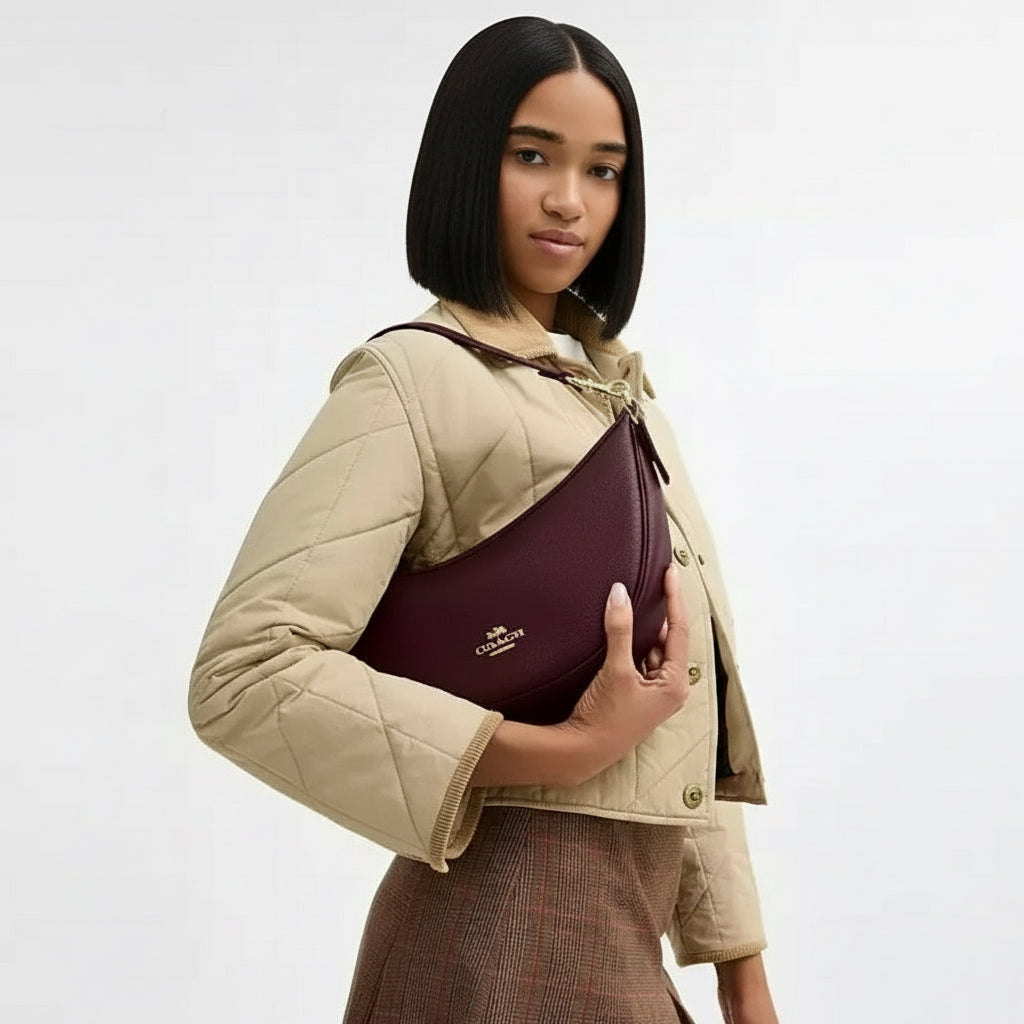 Coach Aria Shoulder/Crossbody Leather Bag In Dark Wine