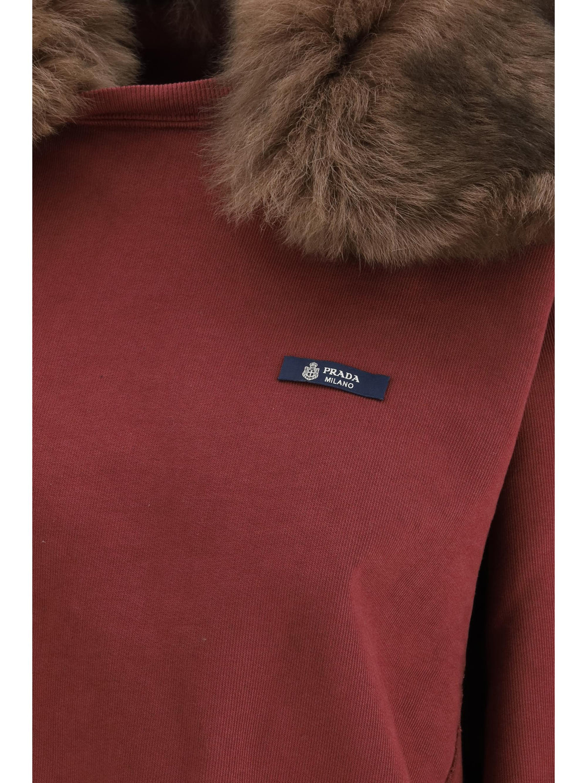Prada Women Sweatshirt With A Shearling Collar
