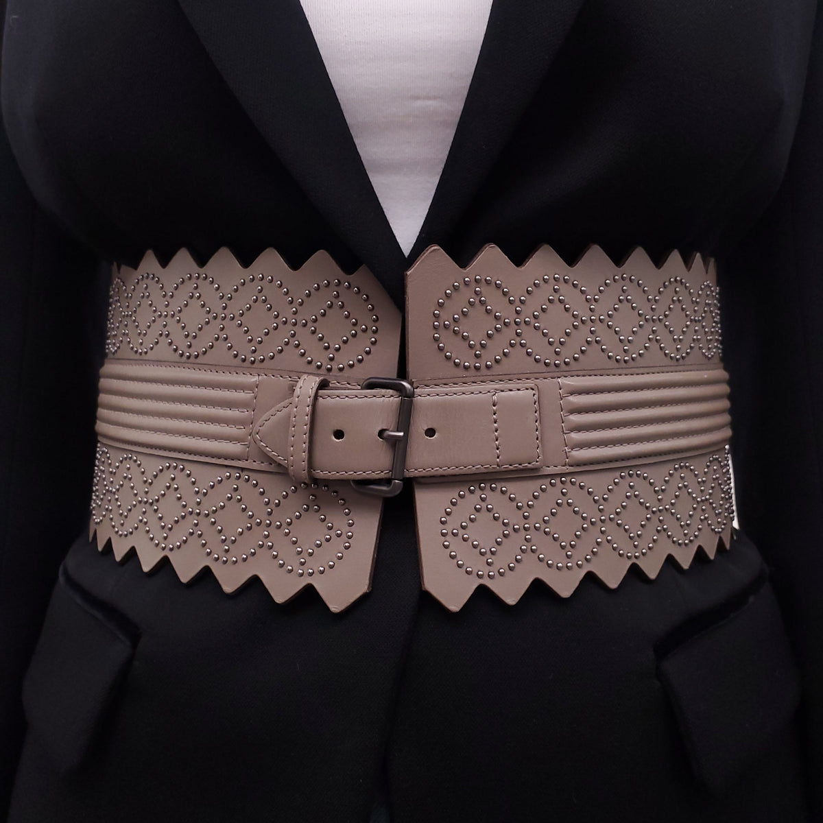 ALAÏA WIDE WAIST LEATHER BELT - SIZE 80