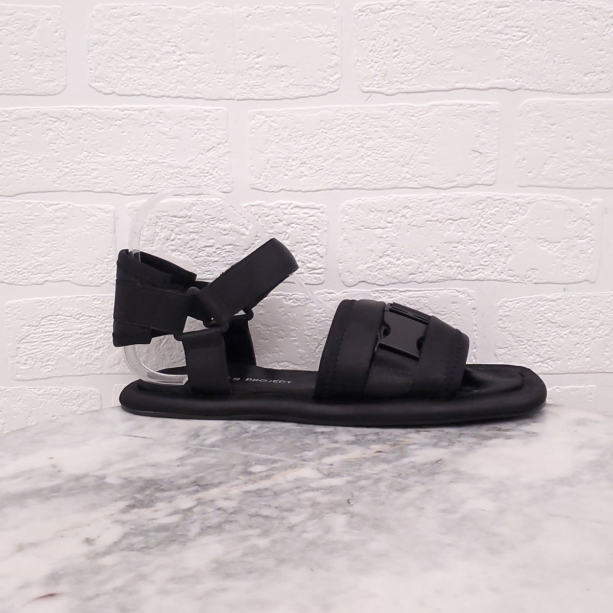 ANOTHER PROJECT BLACK SATIN SANDALS WITH BUCKLE - SIZE 39