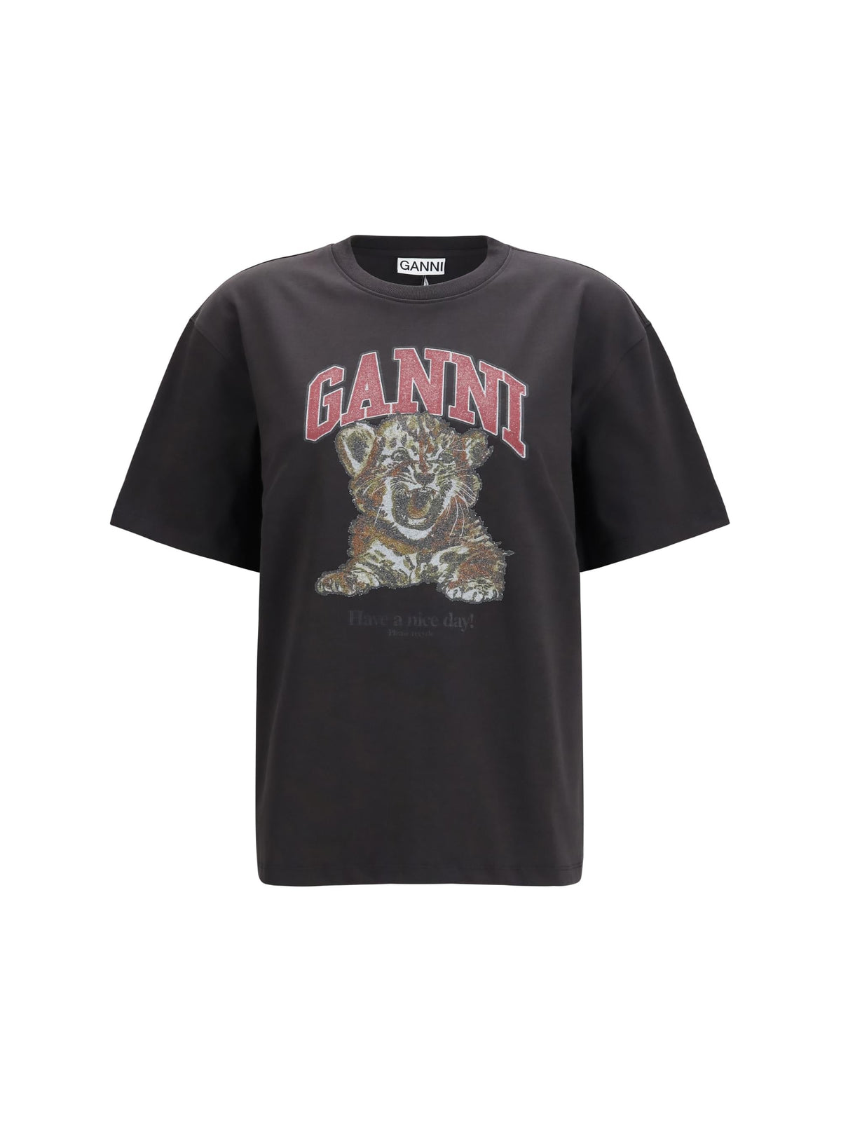 Ganni Women Tiger Cotton T-Shirt