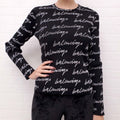 BALENCIAGA BLACK AND WHITE RIBBED CURSIVE LOGO SWEATER - SIZE M
