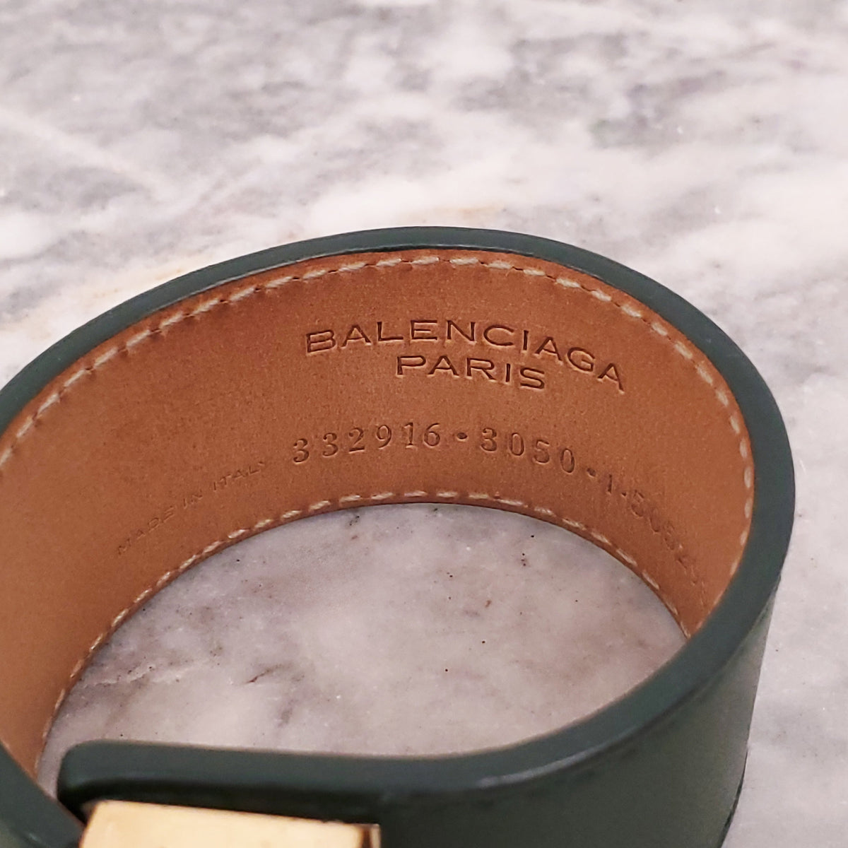 BALENCIAGA GREEN LEATHER BRACELET