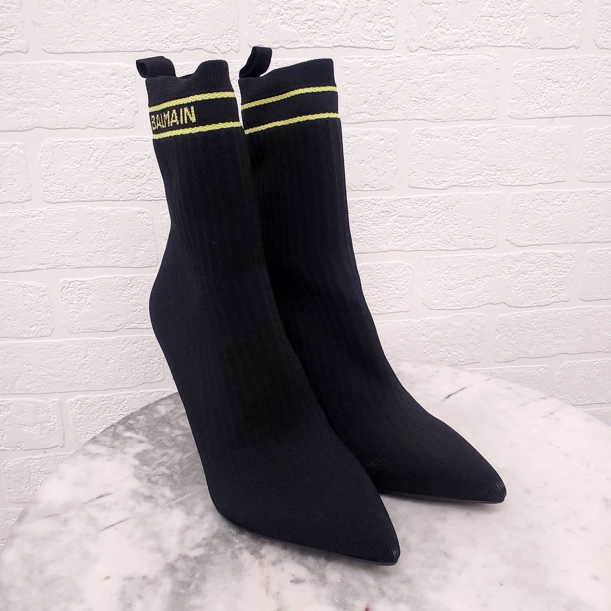 BALMAIN LOGO SOCK BOOTIES - SIZE 41