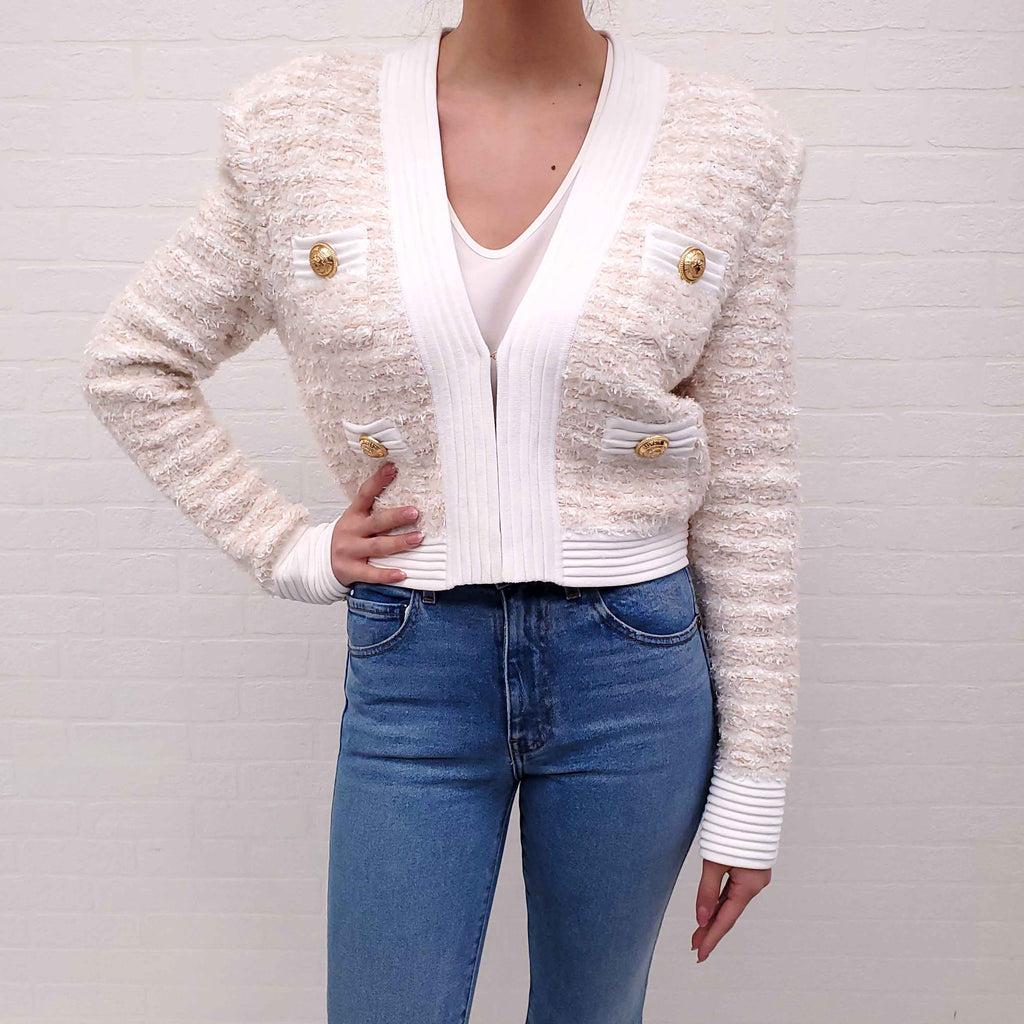 BALMAIN TWEED SWEATER JACKET - SIZE 42
