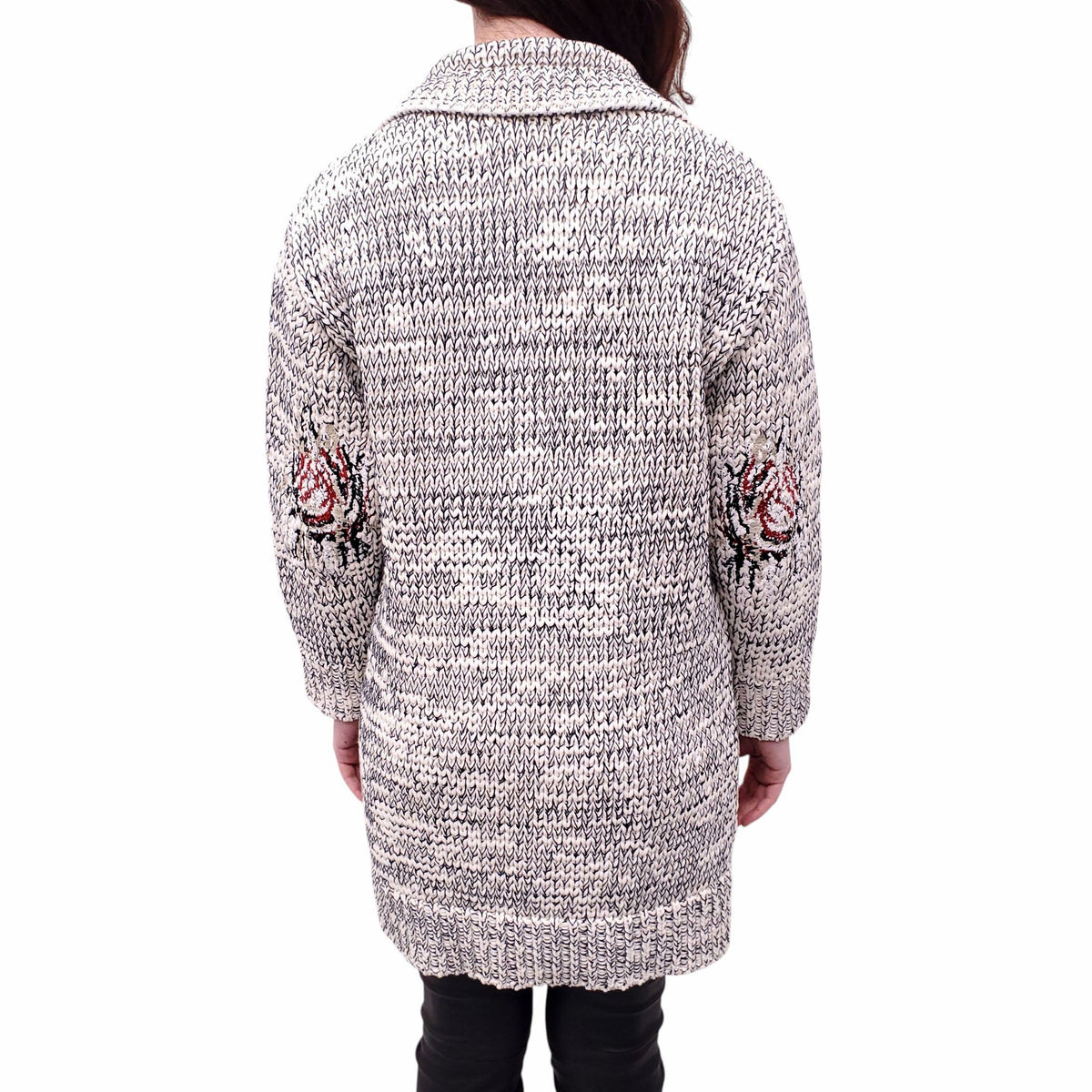 BOTTEGA VENETA KNIT DOUBLE BREASTED CARDIGAN WITH EMBROIDERED DETAIL - SIZE 40