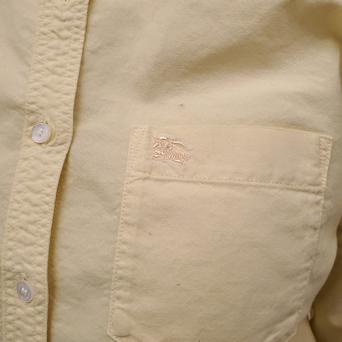BURBERRY YELLOW BUTTON UP BLOUSE - SIZE M