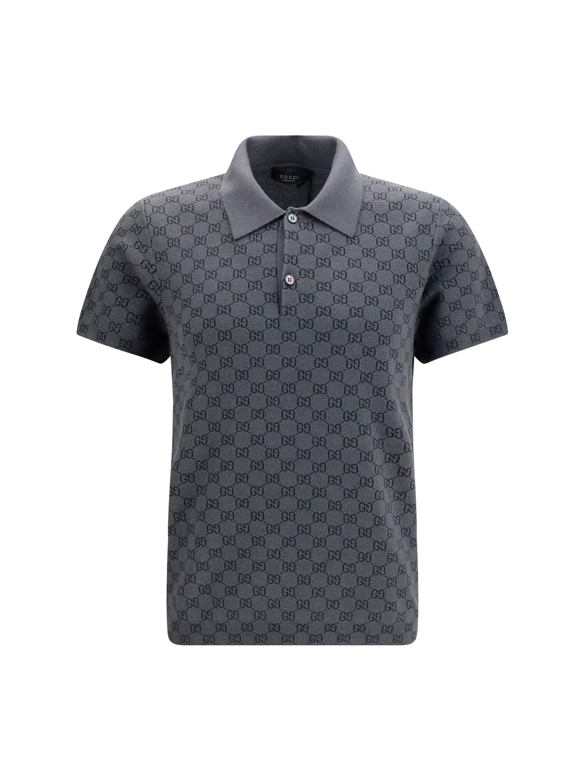 Gucci Men Gg Jacquard Wool And Silk Polo Shirt