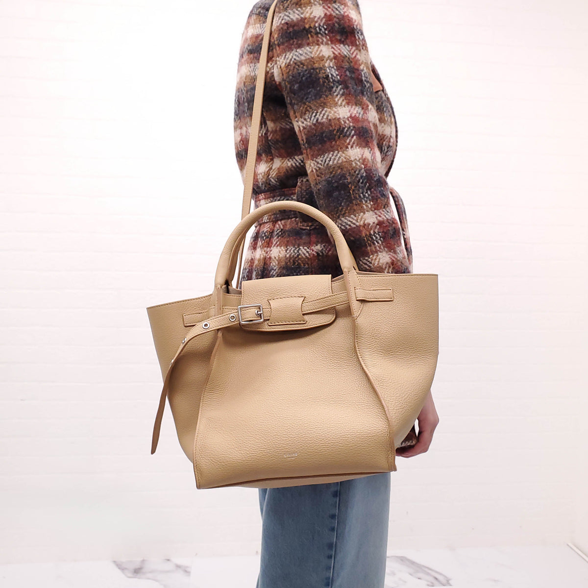 CELINE BEIGE LEATHER SMALL BIG CROSSBODY BAG