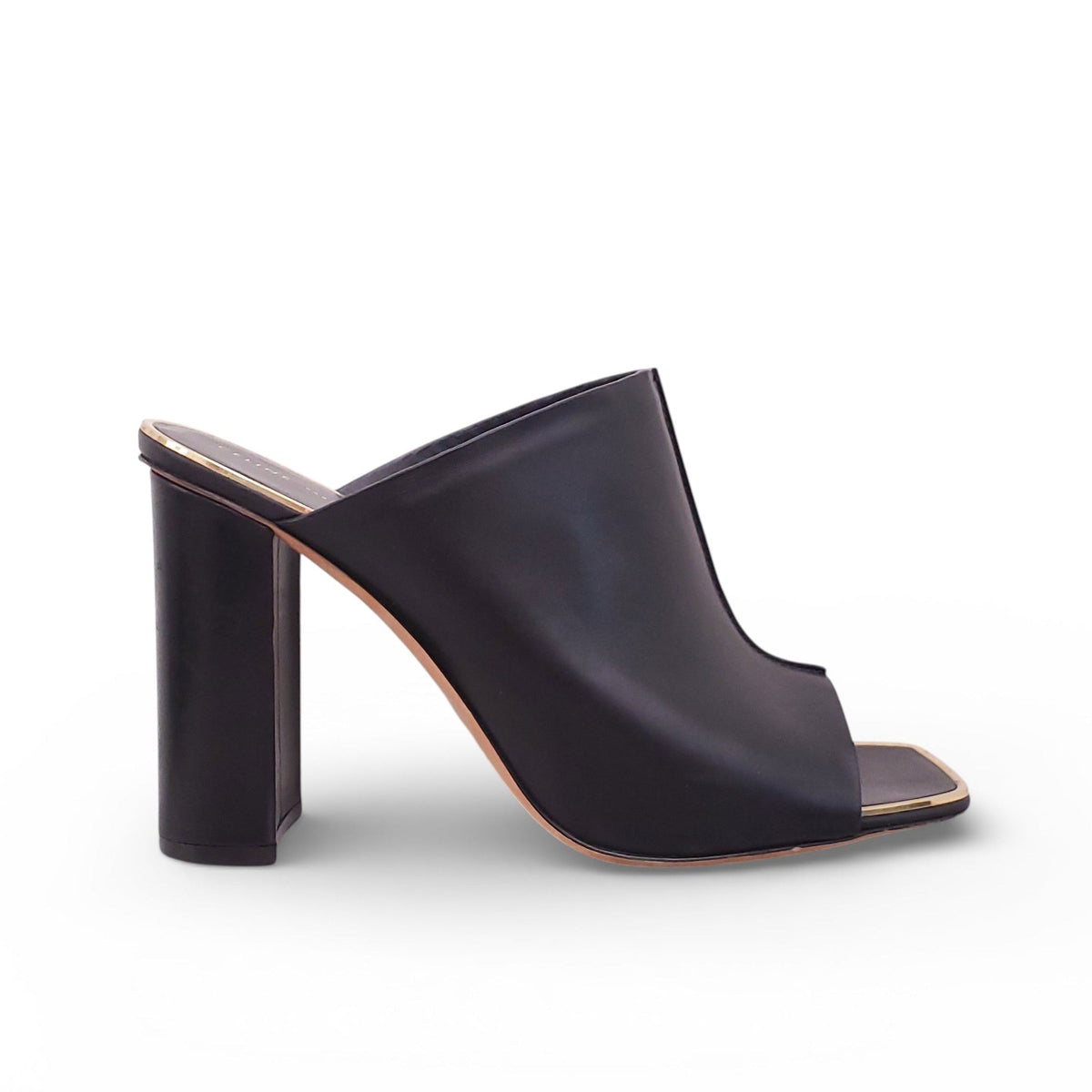 CELINE BLACK MULE HEELS WITH GOLD DETAIL - SIZE 39