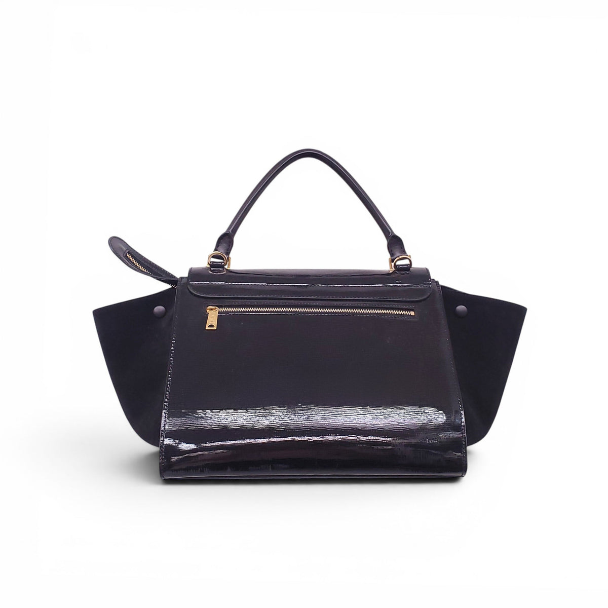 CELINE BLACK PATENT TRAPEZE BAG