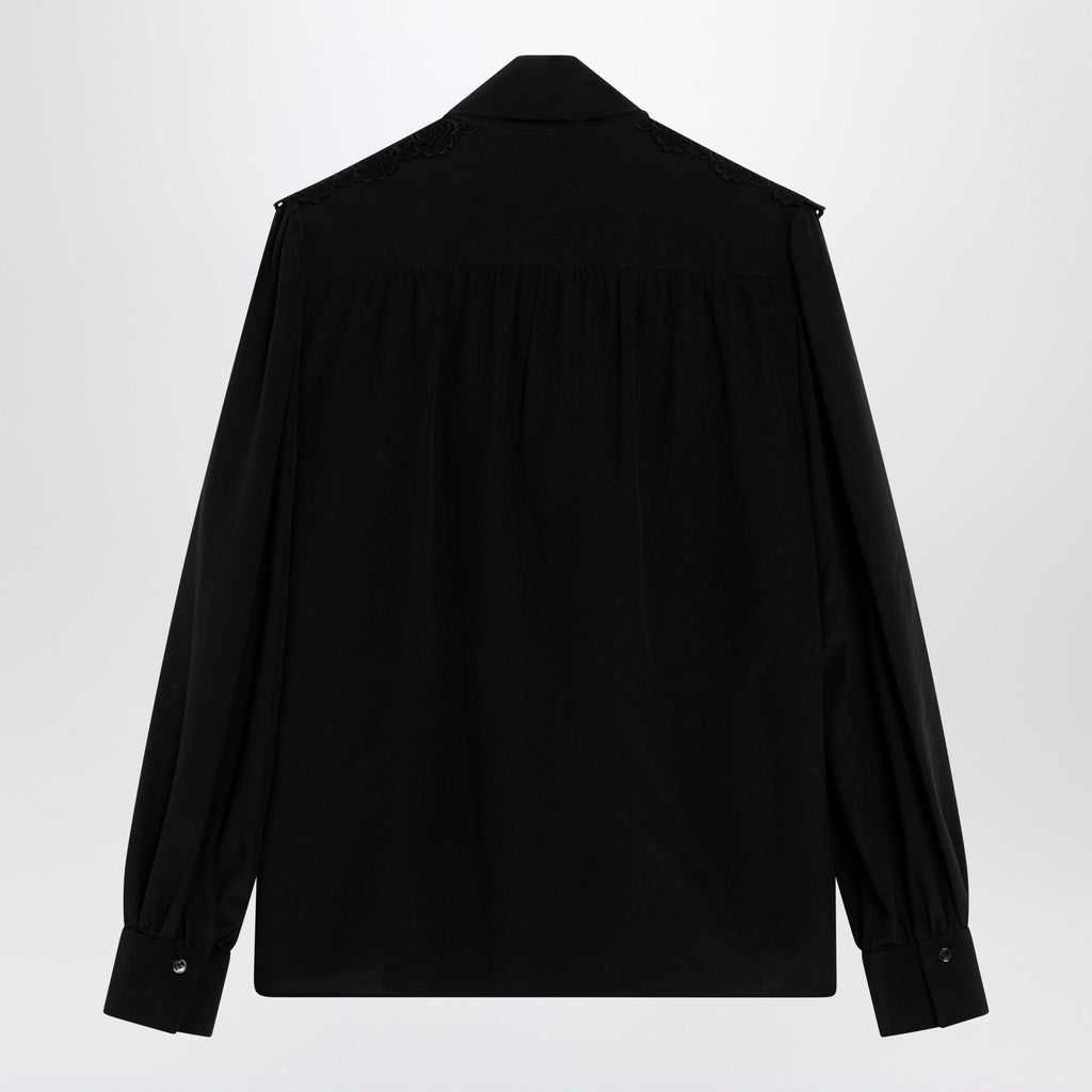 Chloe Black Silk Blouse With Lavalliã¨Re Women