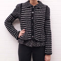 CHANEL 2010 BLACK AND WHITE TWEED JACKET WITH CASHMERE VEST AND SLEEVES - SIZE 42