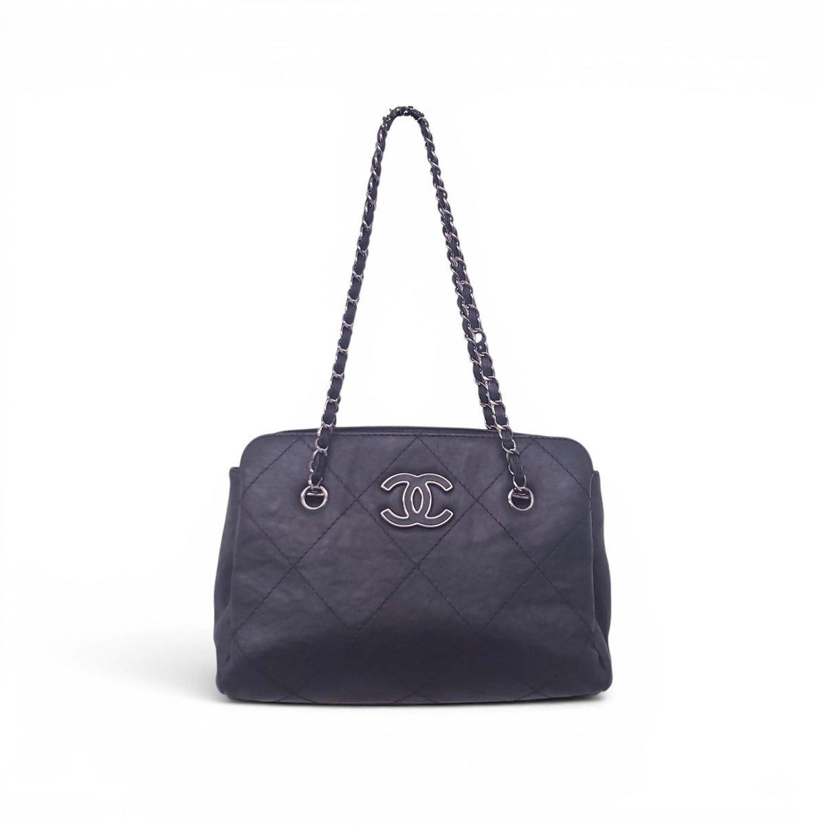 CHANEL BLACK HAMPTONS SHOPPING TOTE BAG