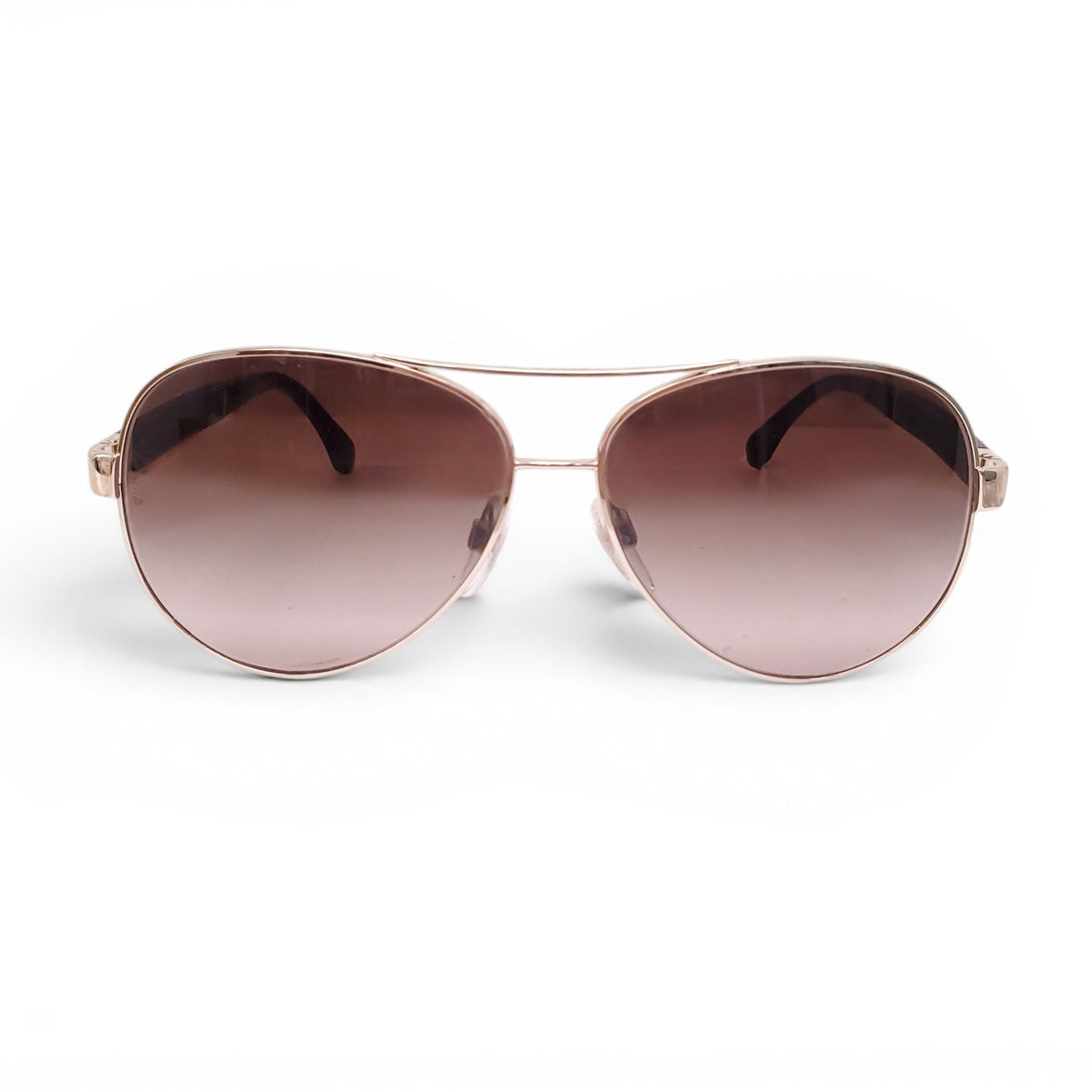 CHANEL GOLD AND BROWN AVIATOR SUNGLASSES