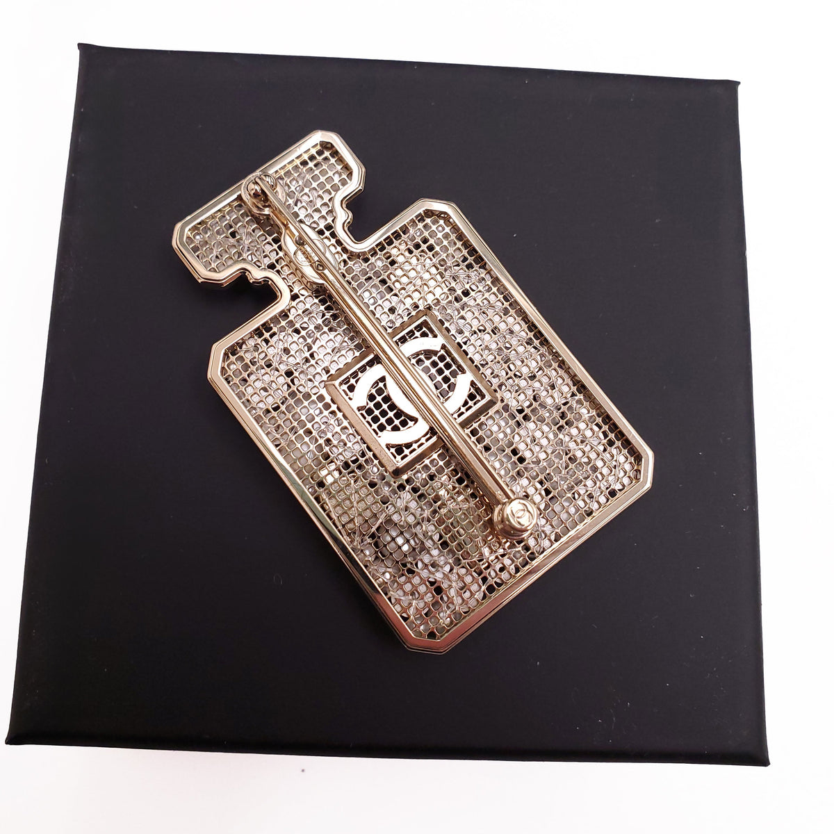 CHANEL GOLD PLATED PERFUME BOTTLE BROOCH