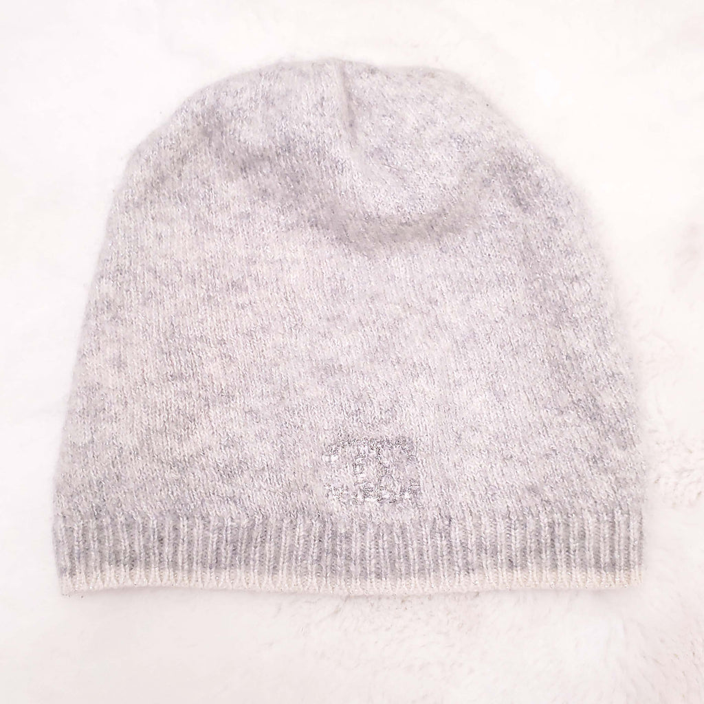 CHANEL GREY CASHMERE LOGO HAT