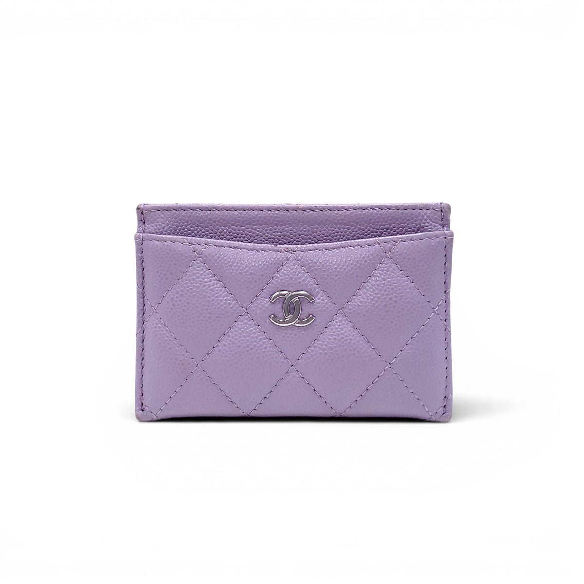 CHANEL LILAC QUILTED LEATHER CARD HOLDER