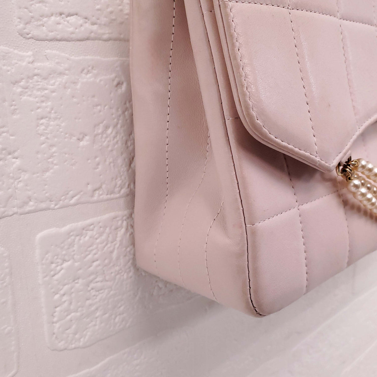 CHANEL PINK PEARL FLAP BAG