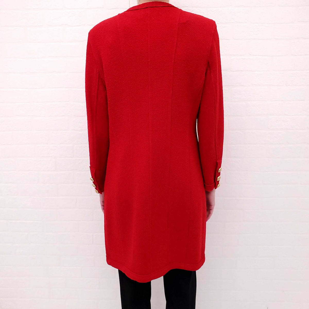 CHANEL RED COAT WITH GOLD BUTTONS - SIZE 40