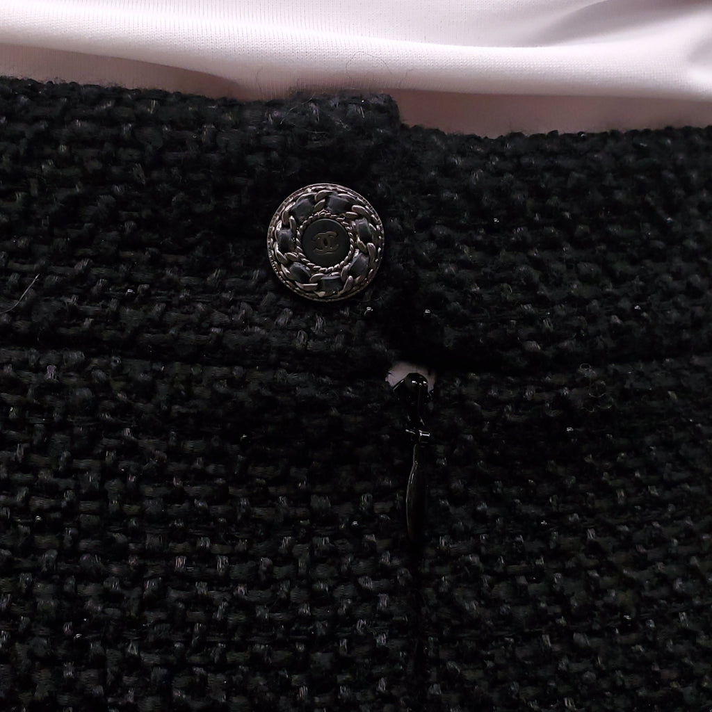 CHANEL RUNWAY BLACK FRINGE SKIRT - SIZE 40