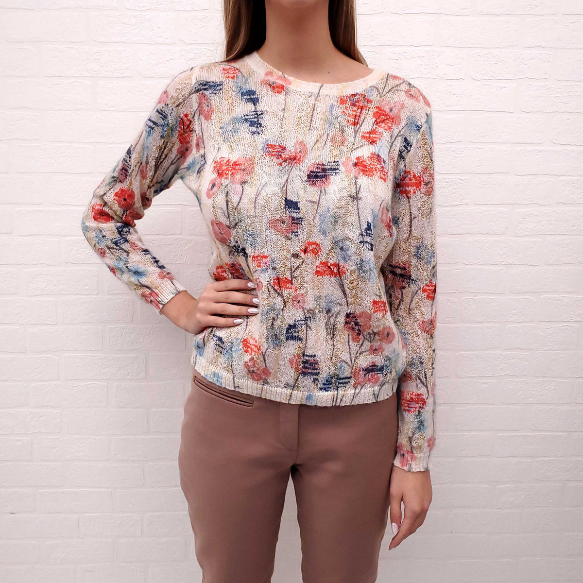 CHRISTIAN DIOR FLORAL SWEATER - SIZE 4