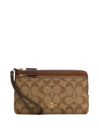 Coach Double Zip Wallet In Signature Canvas