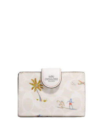 Coach Medium Corner Zip Wallet In Signature Canvas With Hula Print